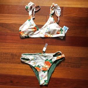 Peony print reversible cupshe bikini